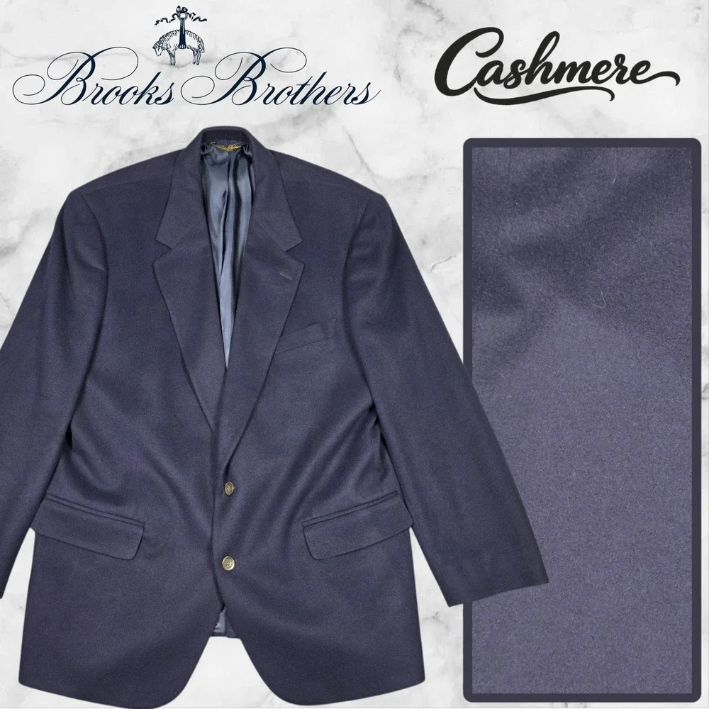 Brooks Brothers Cashmere Blazer Vintage Mens 46R Navy Sport Coat‎ USA Beautiful